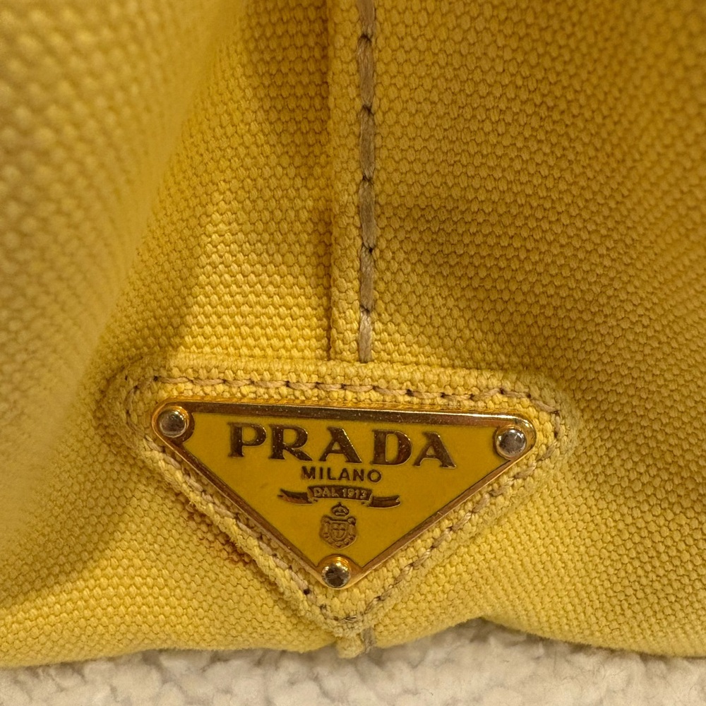 Yellow Prada Canapa Tote Canvas Mini - Picture 7 of 14